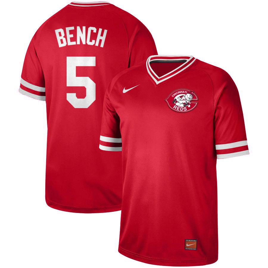 Men Cincinnati reds #5 Bench Red Nike Cooperstown Collection Legend V-Neck MLB Jersey->cincinnati reds->MLB Jersey